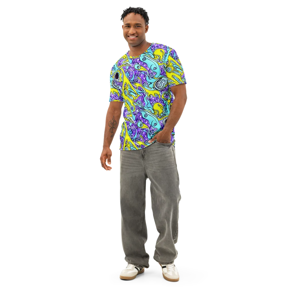 Aqua Acid on Men's Cotton Crew Neck T-Shirt — Front