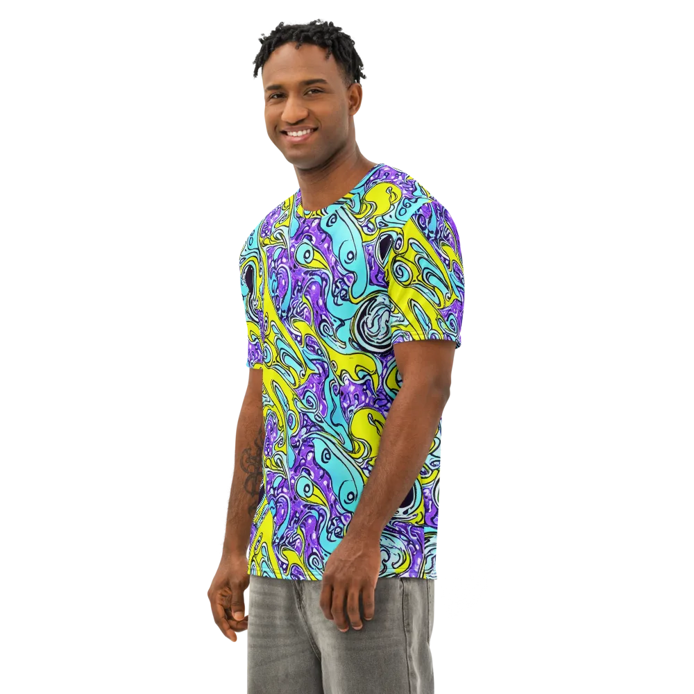 Aqua Acid on Men's Cotton Crew Neck T-Shirt — Left Front