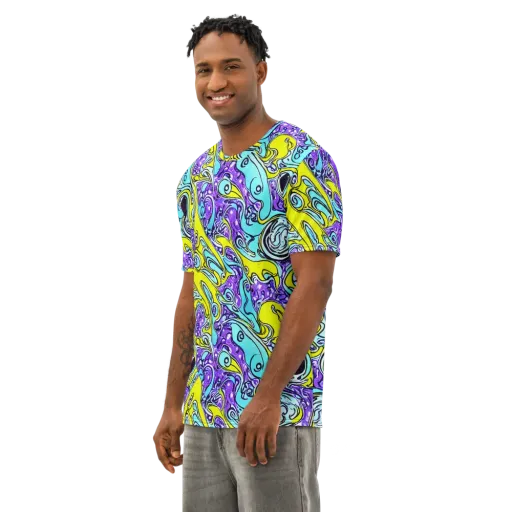Aqua Acid on a Men's Cotton Crew Neck T-Shirt