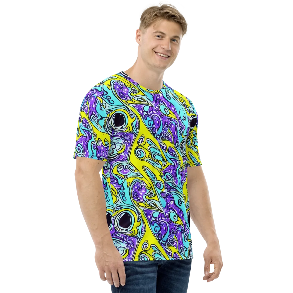 Aqua Acid on Men's Crew Neck T-Shirt — Right
