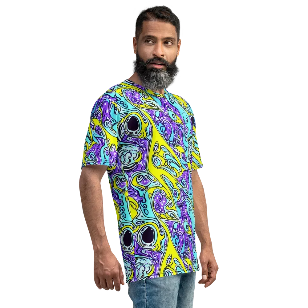 Aqua Acid on Men's Crew Neck T-Shirt — Right