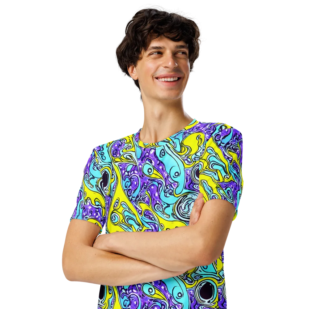 Aqua Acid on Men's Crew Neck T-Shirt — Left Front