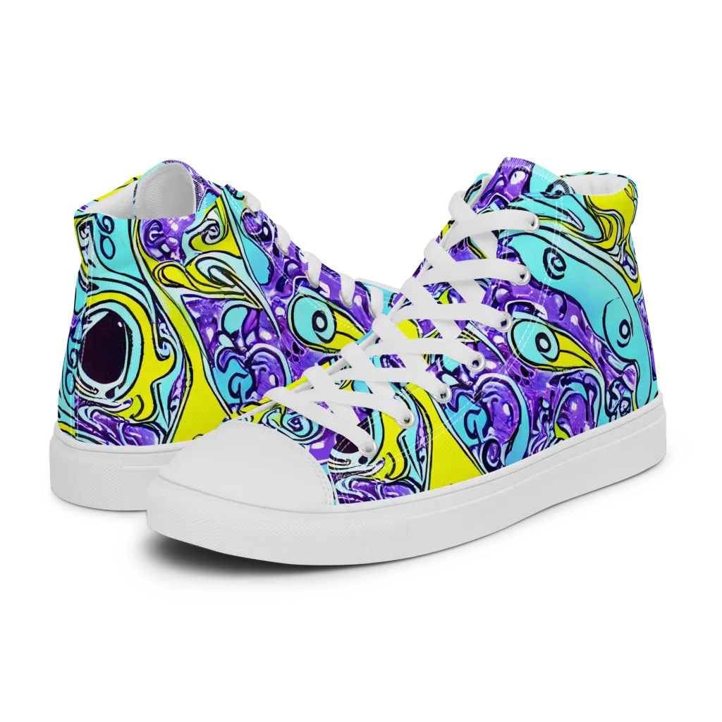 Aqua Acid on Men's High Top Canvas Shoes — Left
