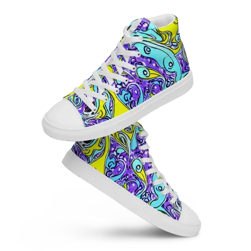 Aqua Acid on a Men's High Top Canvas Shoes