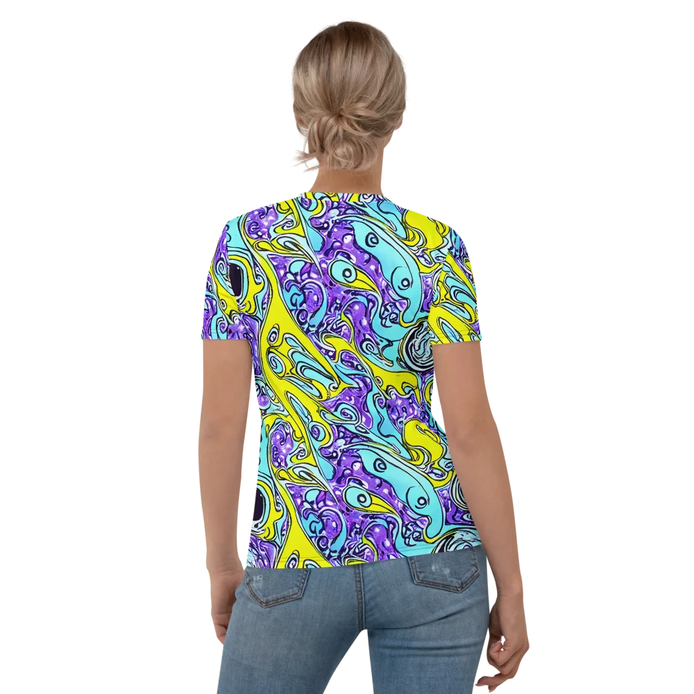 Aqua Acid on Women's Crew Neck T-Shirt — Back