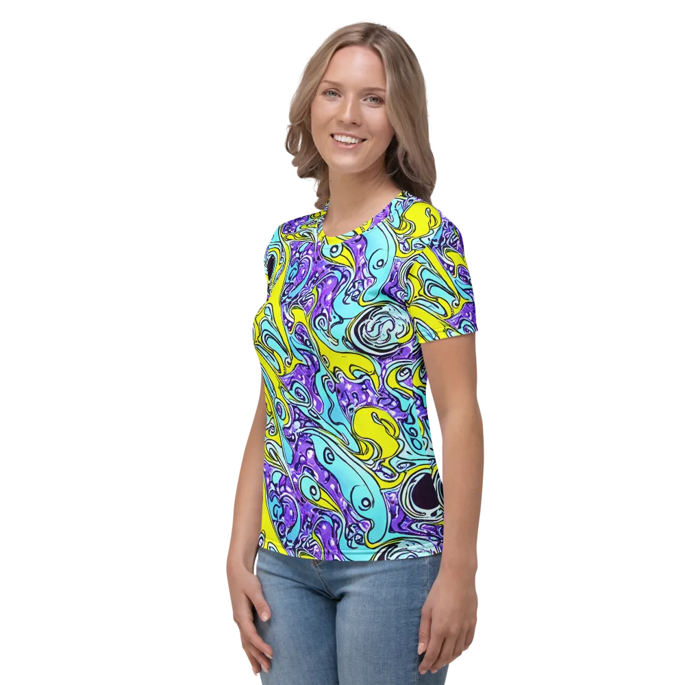 Aqua Acid on Women's Crew Neck T-Shirt — Left