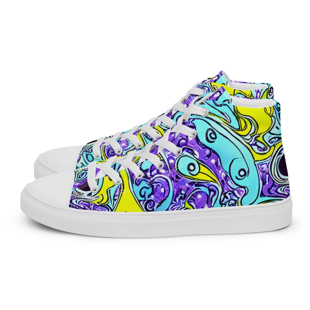 Aqua Acid on Women's High Top Canvas Shoes — Left