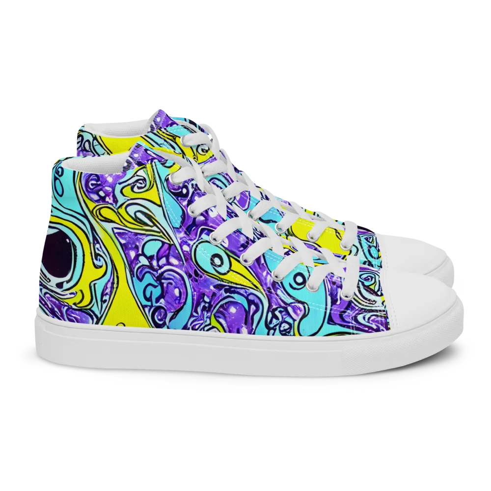 Aqua Acid on Women's High Top Canvas Shoes — Right