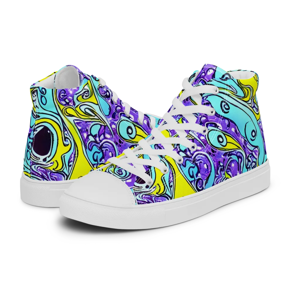 Aqua Acid on Women's High Top Canvas Shoes — Left