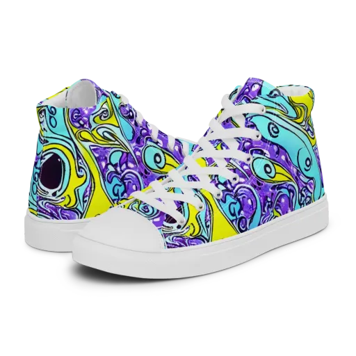 Aqua Acid on a Women's High Top Canvas Shoes