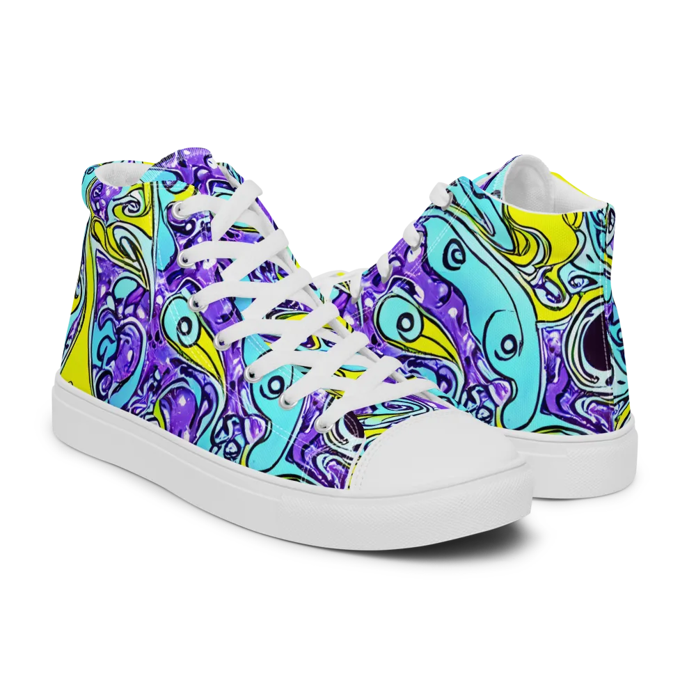 Aqua Acid on Women's High Top Canvas Shoes — Right