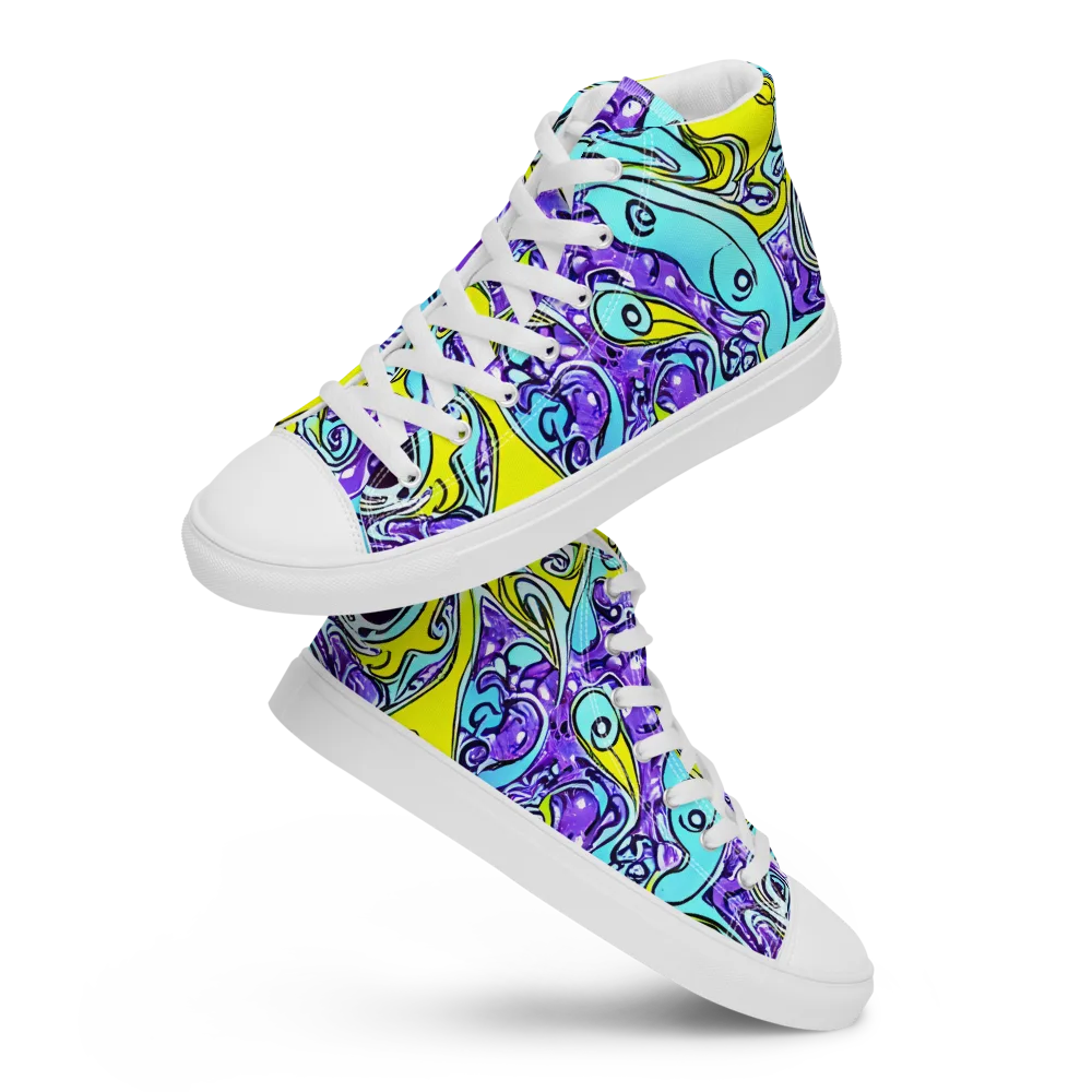 Aqua Acid on Women's High Top Canvas Shoes — Front