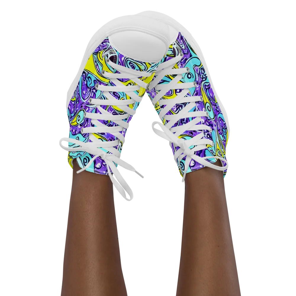Aqua Acid on Women's High Top Canvas Shoes — Front