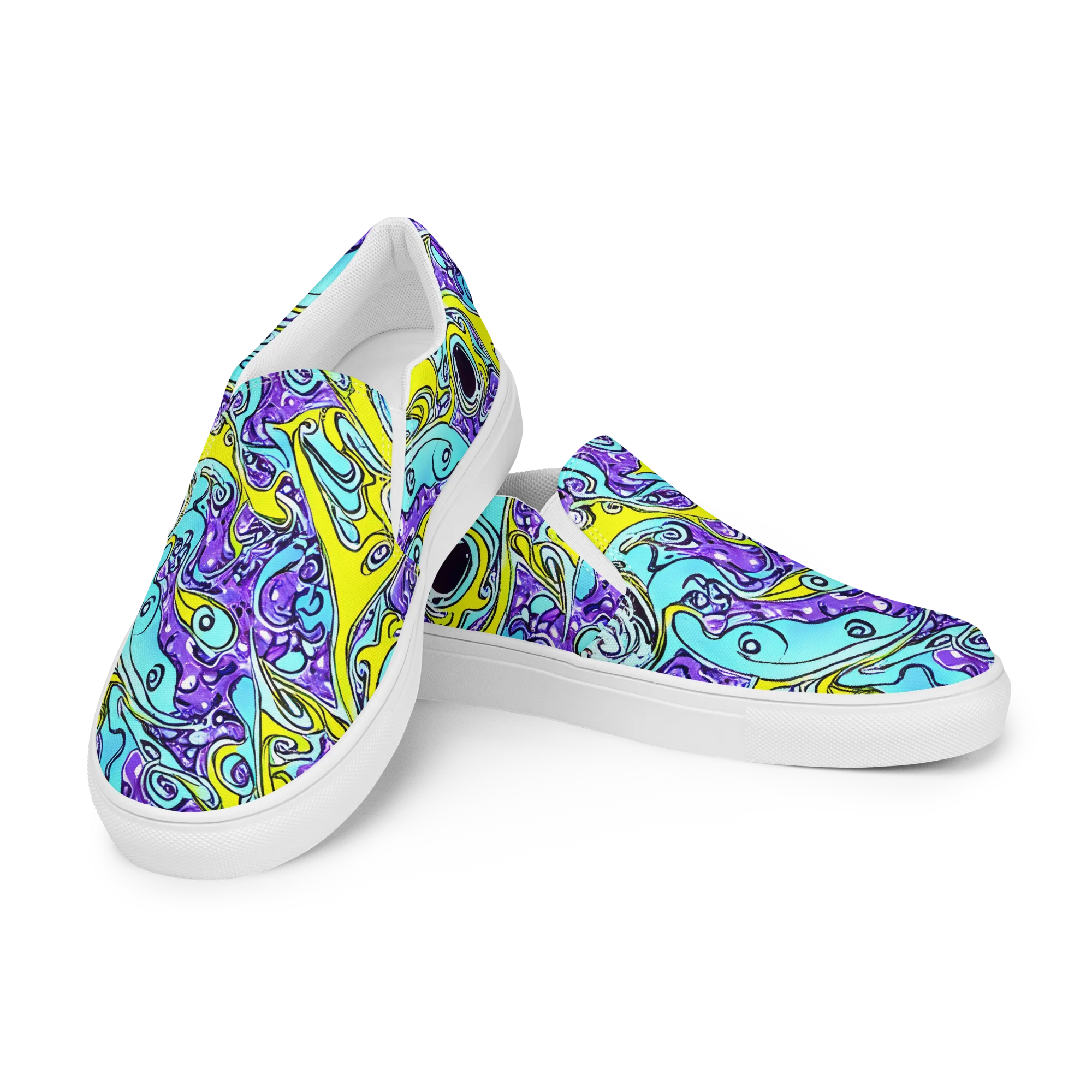 Aqua Acid on Men's Slip-On Canvas Shoes — Left Front