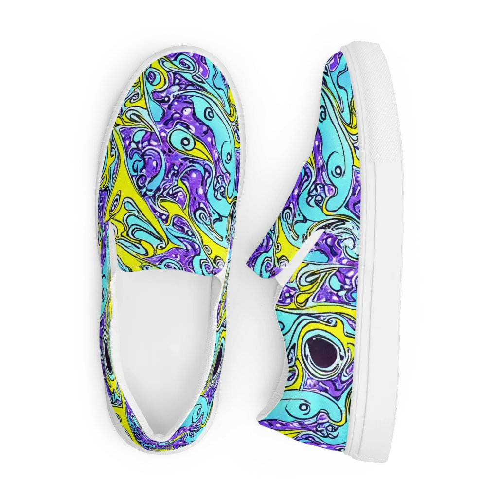 Aqua Acid on Men's Slip-On Canvas Shoes — Front