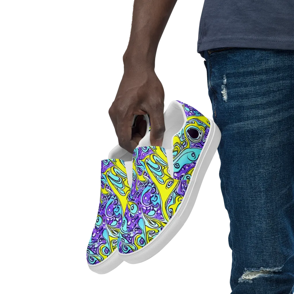 Aqua Acid on Men's Slip-On Canvas Shoes — Left Front