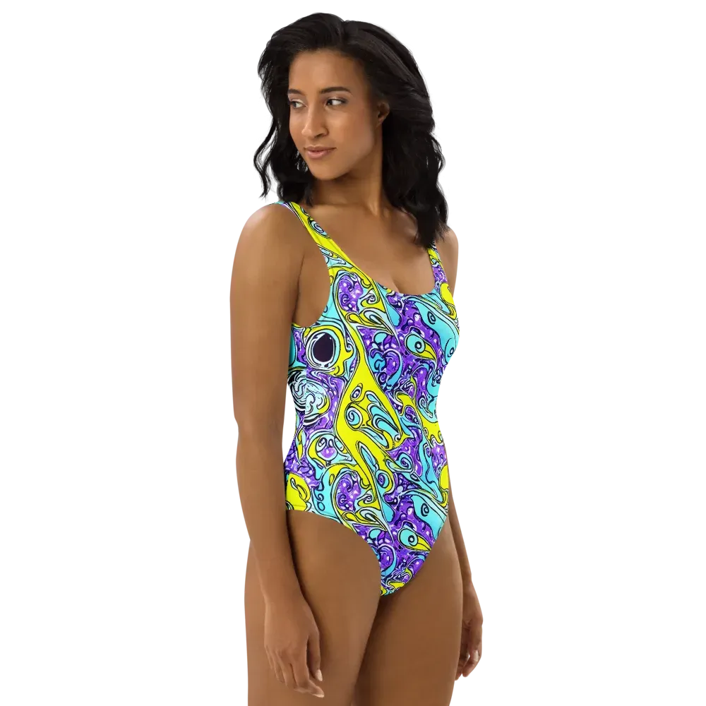 Aqua Acid on One-Piece Swimsuit — Right