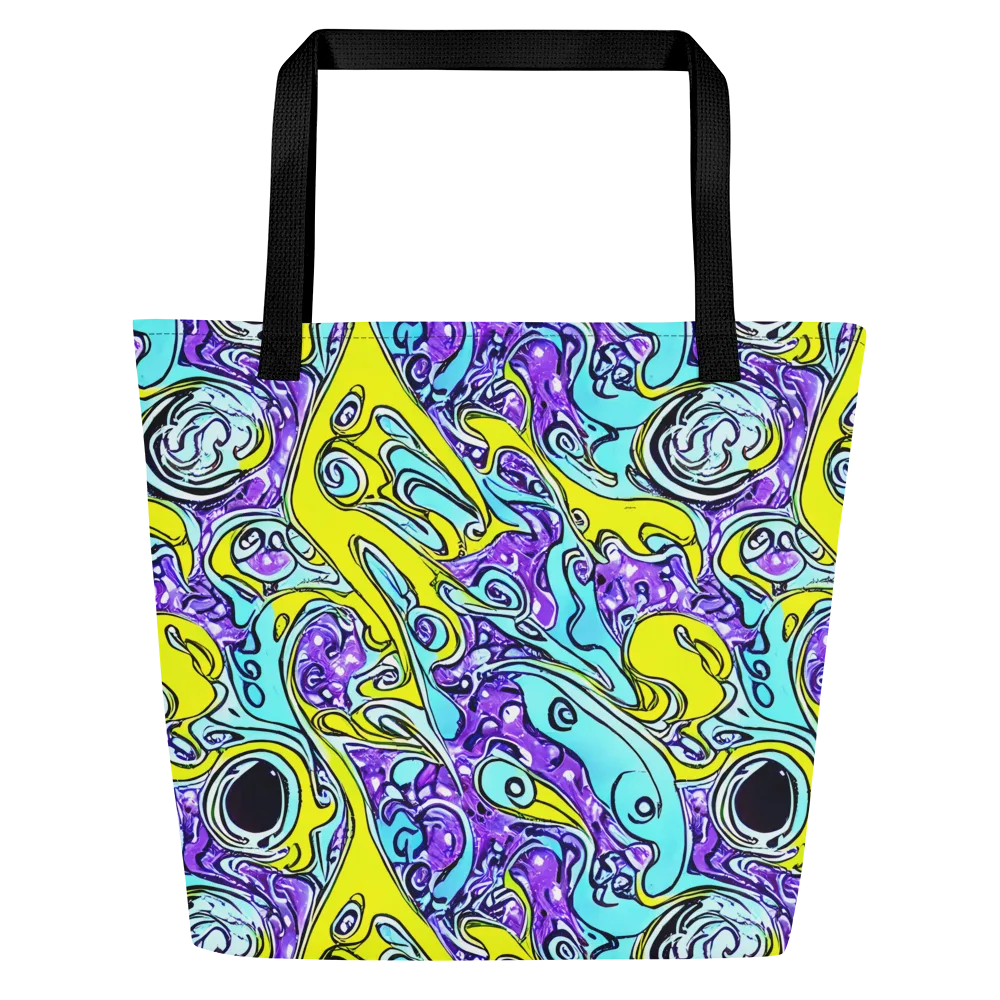 Aqua Acid on Large Tote Bag W/ Pocket — Front