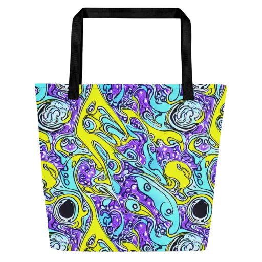 Aqua Acid on a Large Tote Bag W/ Pocket