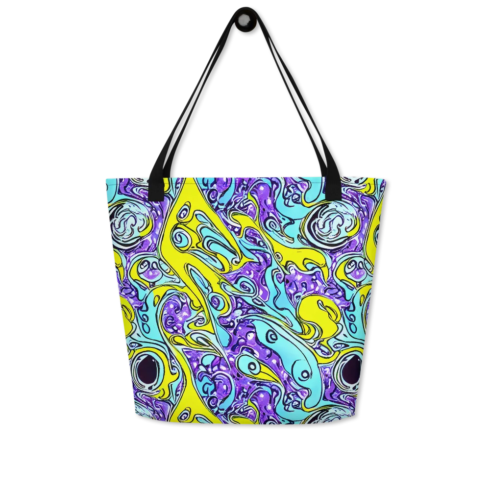Aqua Acid on Large Tote Bag W/ Pocket — Front