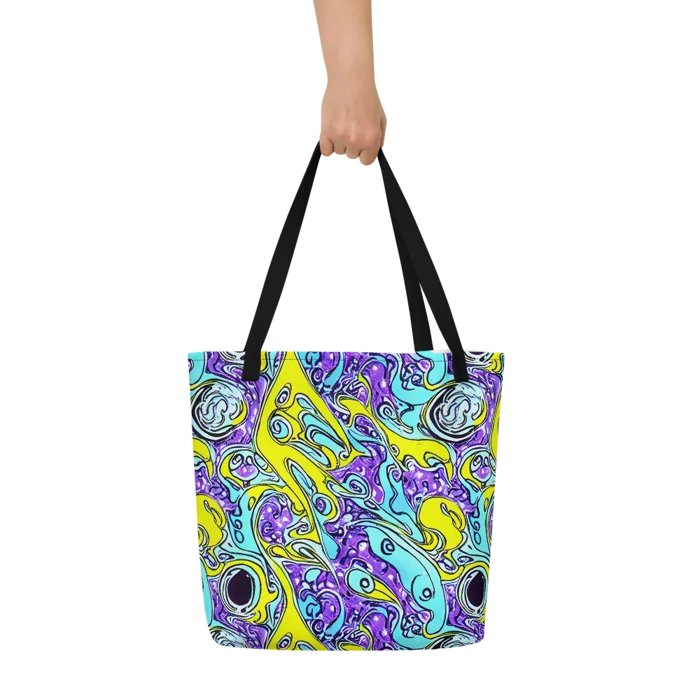 Aqua Acid on Large Tote Bag W/ Pocket — Front