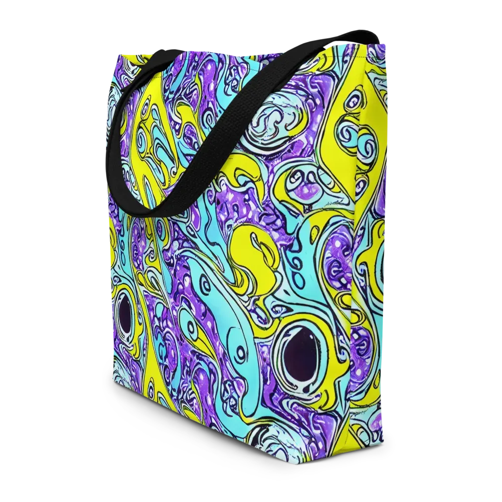 Aqua Acid on Large Tote Bag W/ Pocket — Front
