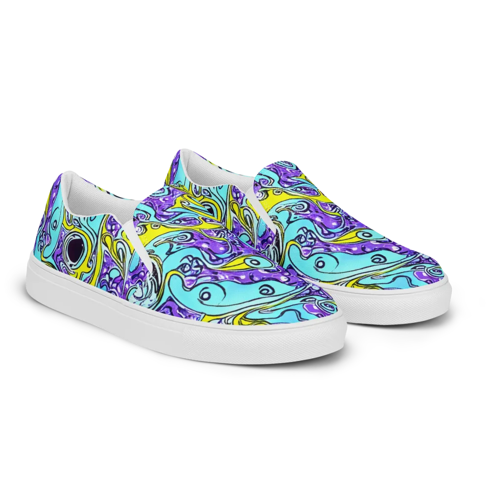 Aqua Acid on Women's Slip-On Canvas Shoes — Right Front
