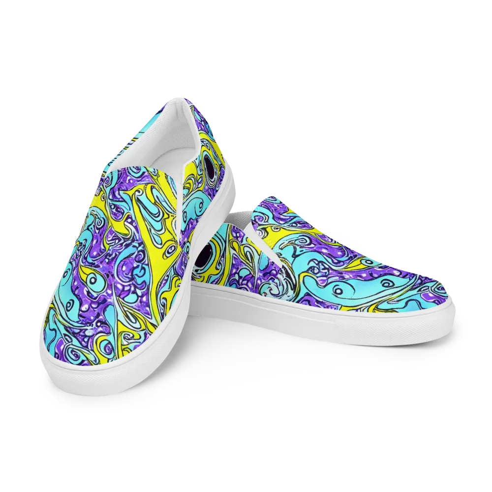 Aqua Acid on Women's Slip-On Canvas Shoes — Left Front