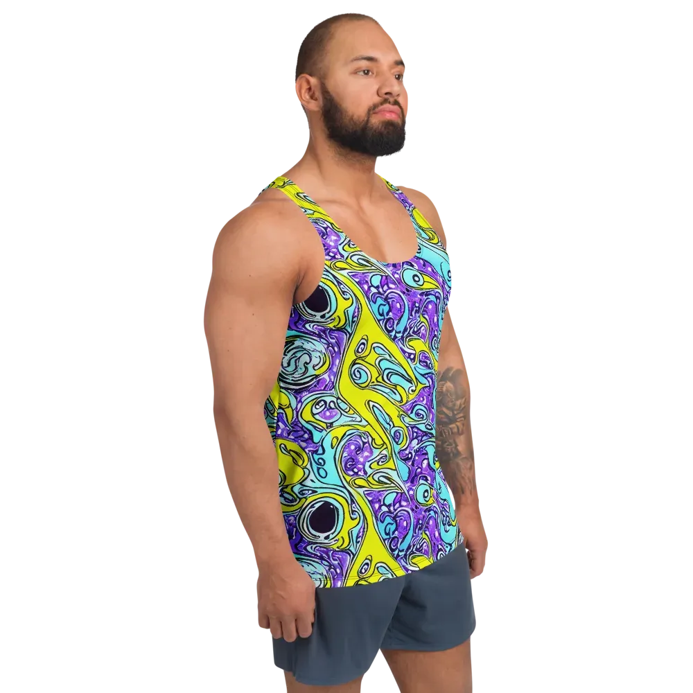 Aqua Acid on Men's Tank Top — Right Front
