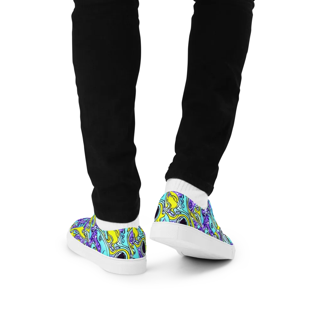 Aqua Acid on Men's Lace-Up Canvas Shoes — Back