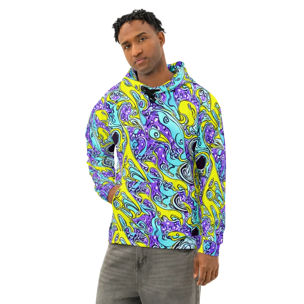 Aqua Acid on Cotton Hoodie — Left Front