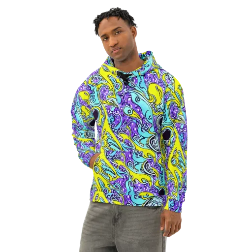 Aqua Acid on a Cotton Hoodie