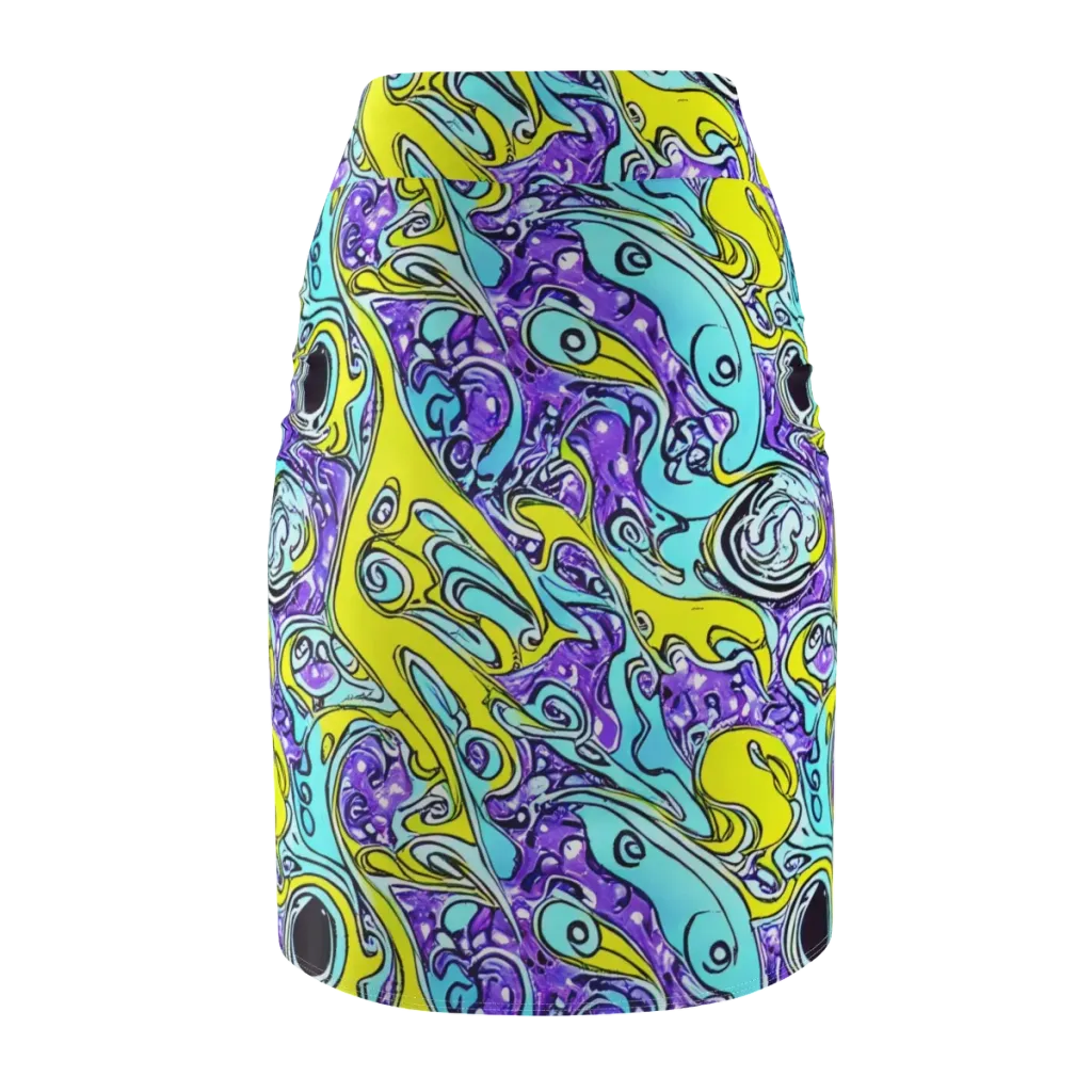 Aqua Acid on Pencil Skirt — Back