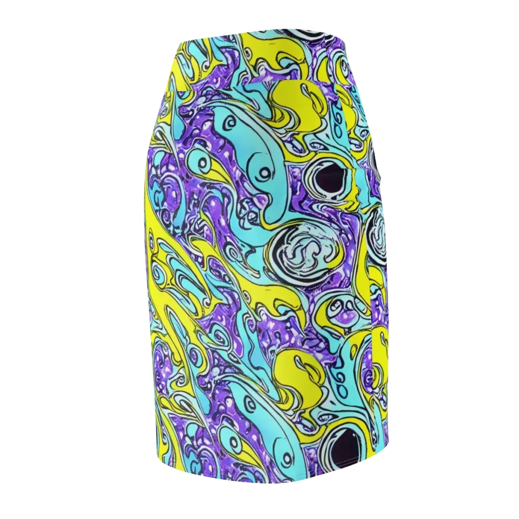 Aqua Acid on Pencil Skirt — Back Side