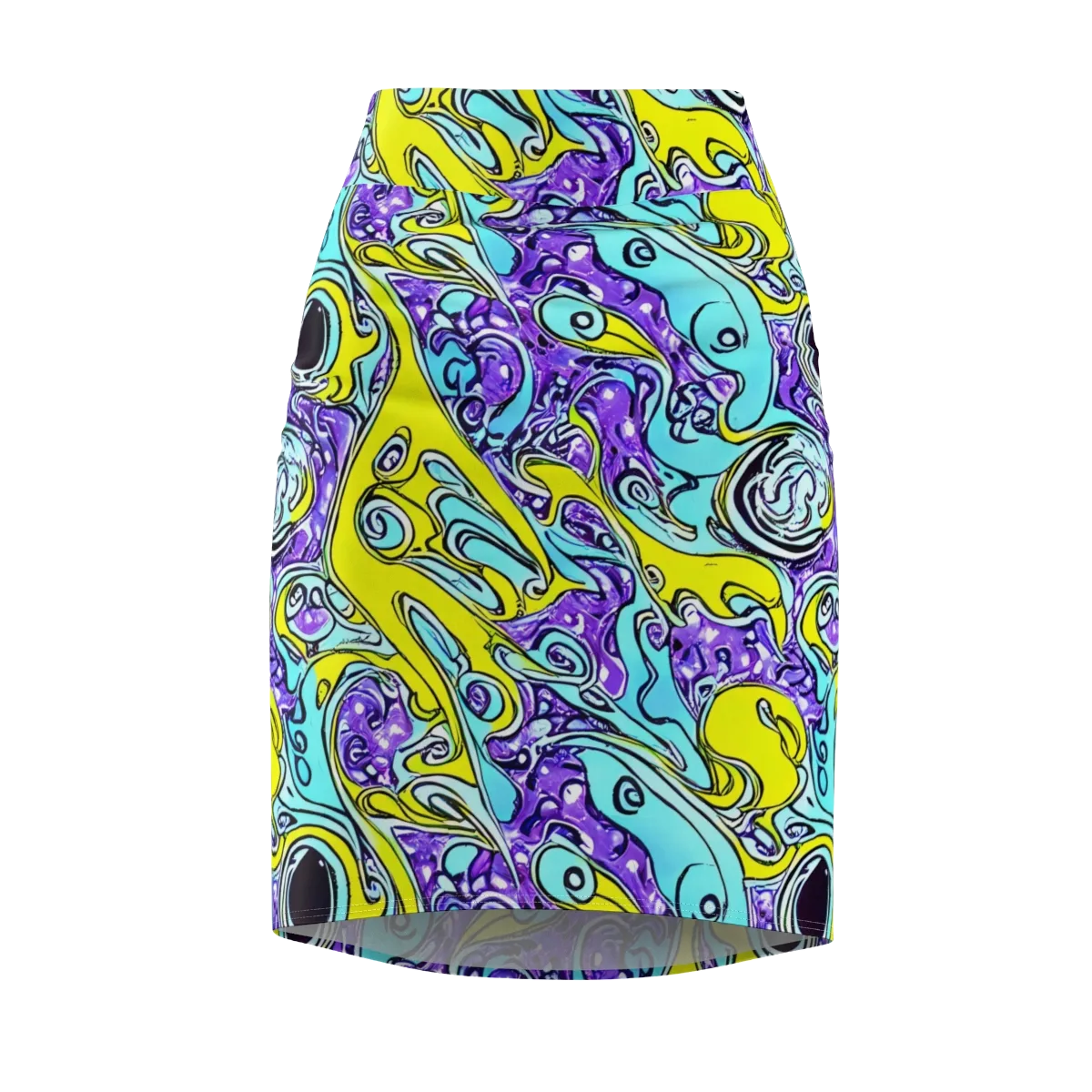 Aqua Acid on Pencil Skirt — Front