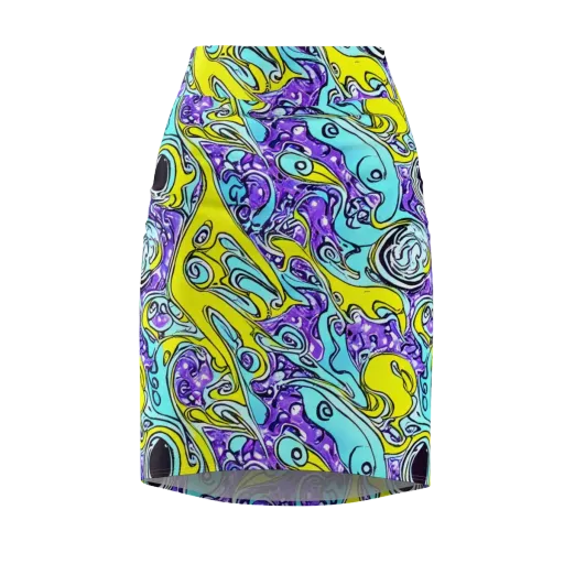 Aqua Acid on a Pencil Skirt