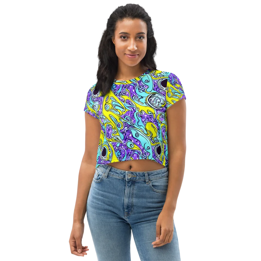 Aqua Acid on Crop Tee — Front