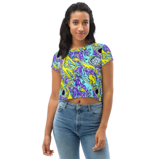 Aqua Acid on a Crop Tee