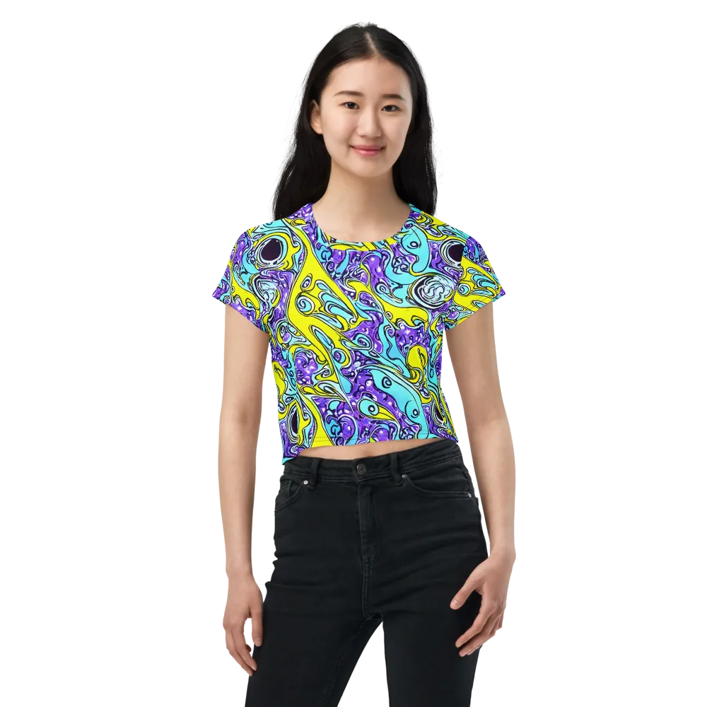 Aqua Acid on Crop Tee — Front