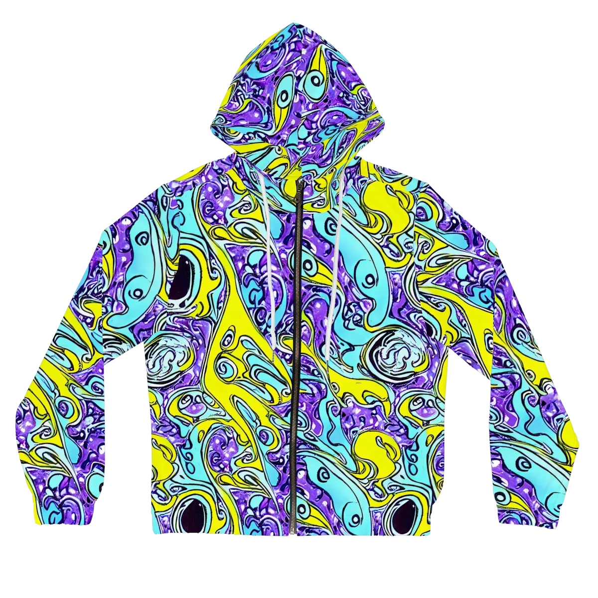 Aqua Acid on Women's Full-Zip Hoodie — Front