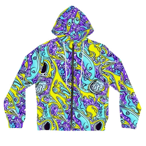 Aqua Acid on a Women's Full-Zip Hoodie