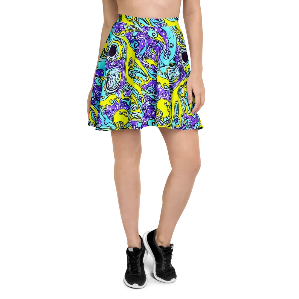 Aqua Acid on Skater Skirt — Front