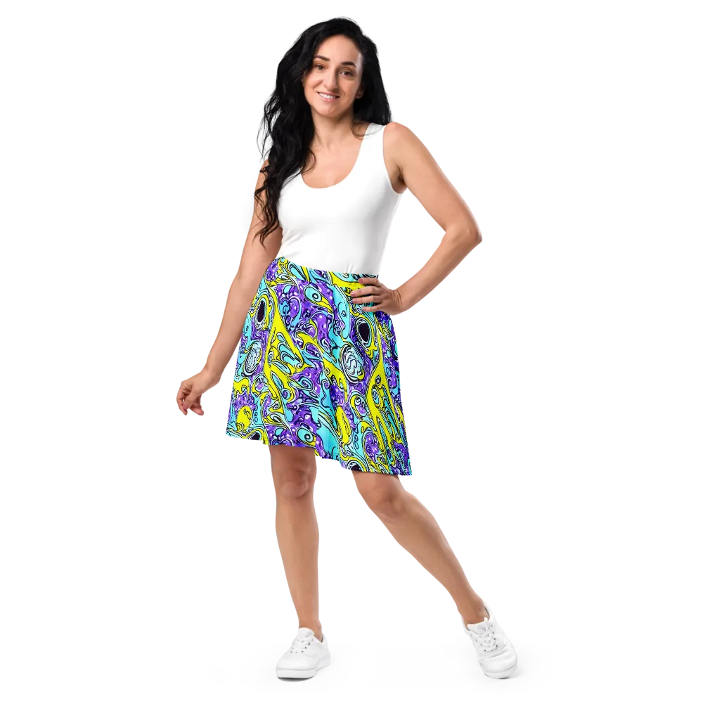 Aqua Acid on Skater Skirt — Front