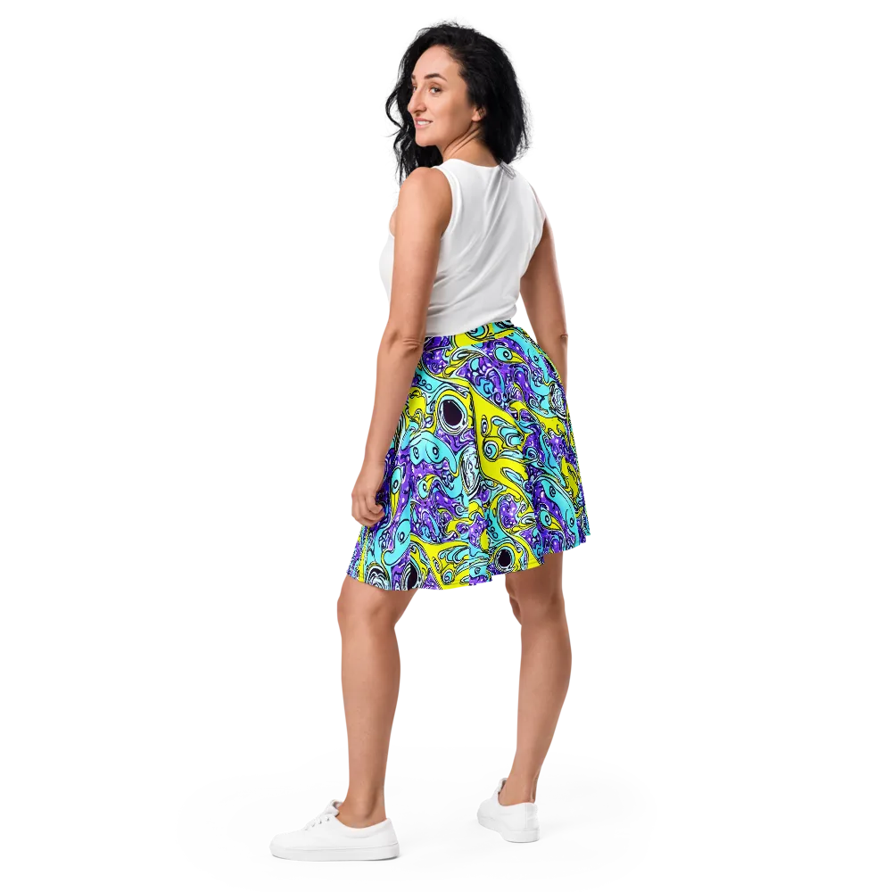 Aqua Acid on Skater Skirt — Back