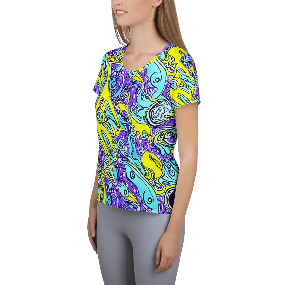 Aqua Acid on Women's Athletic T-Shirt — Left