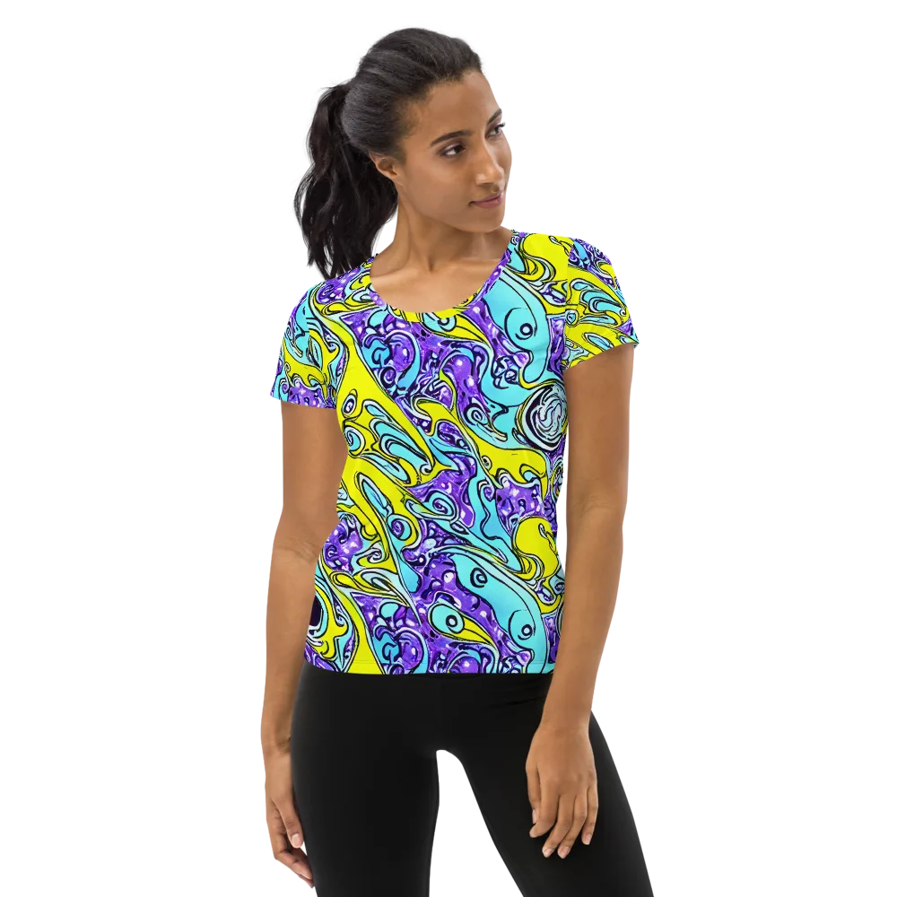Aqua Acid on Women's Athletic T-Shirt — Front