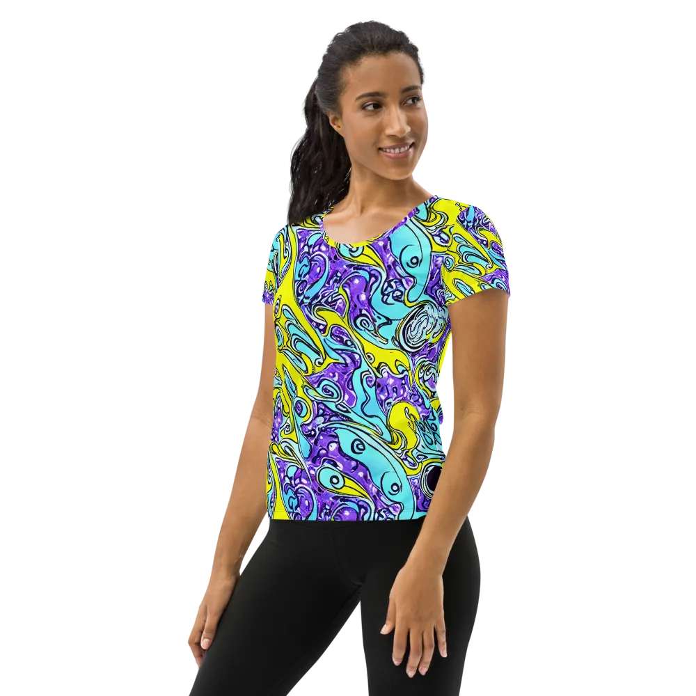 Aqua Acid on Women's Athletic T-Shirt — Left