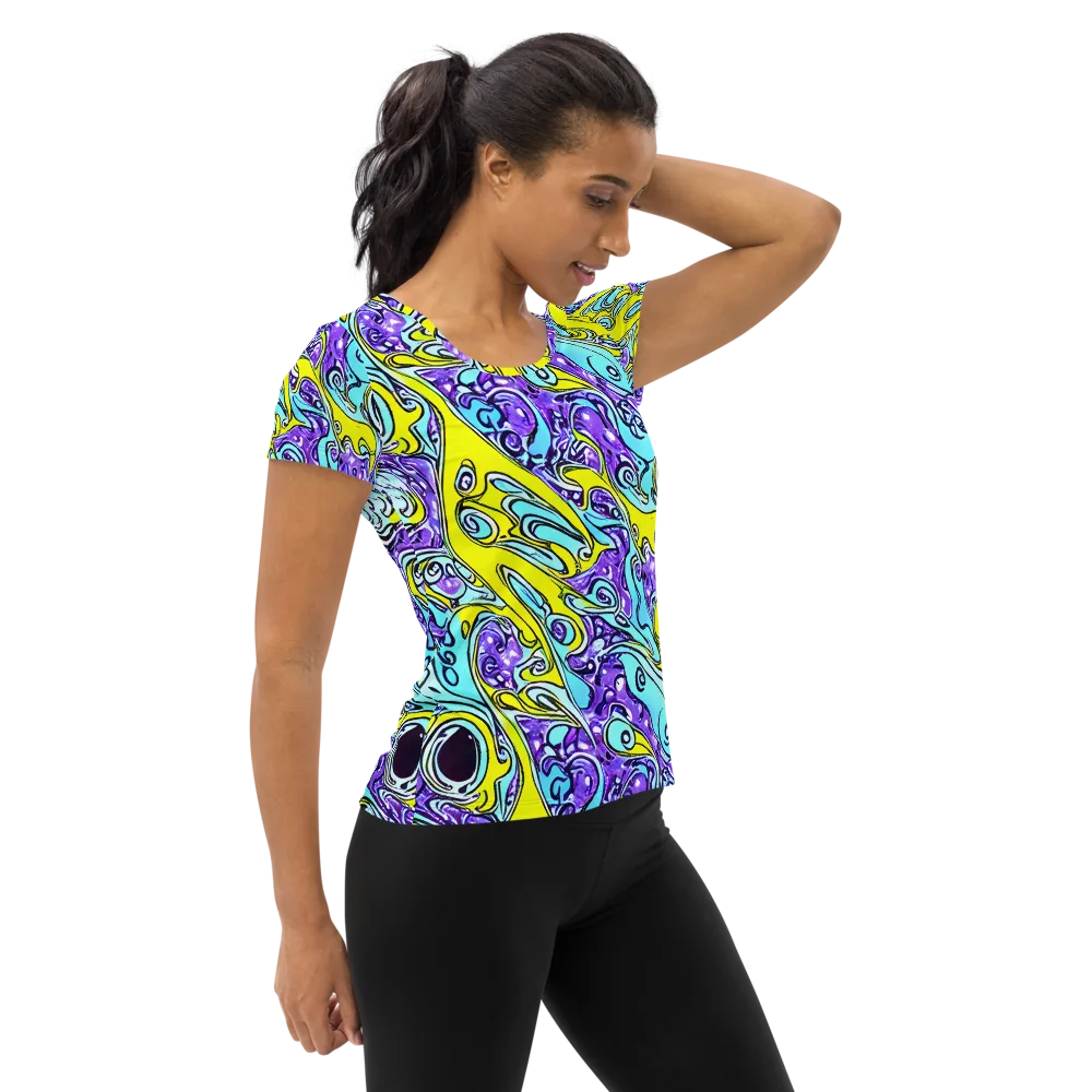 Aqua Acid on Women's Athletic T-Shirt — Right