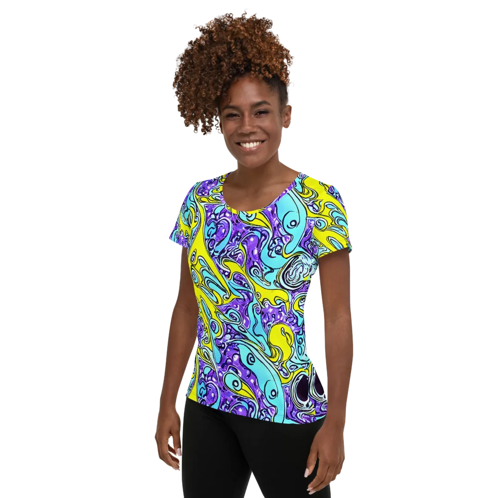 Aqua Acid on Women's Athletic T-Shirt — Left