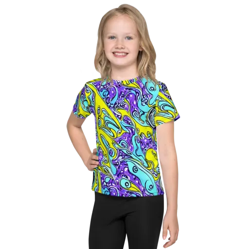 Aqua Acid on a Kids Crew Neck T-Shirt